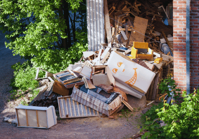 A pile of junk getting remove